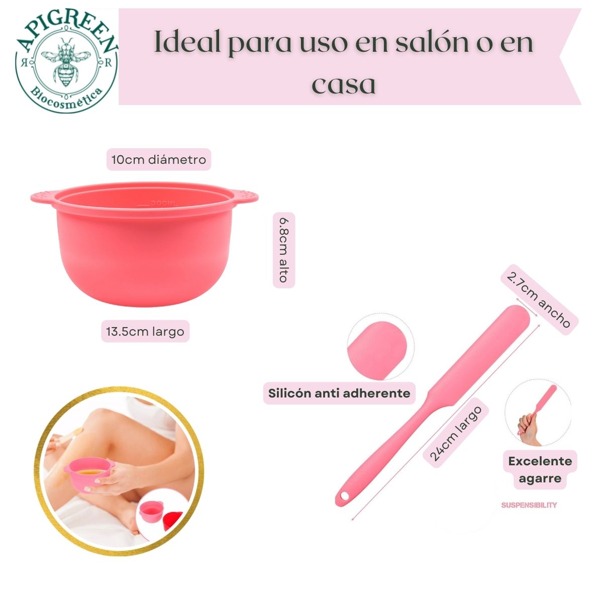Kit antiadherente pala y bowl rosas