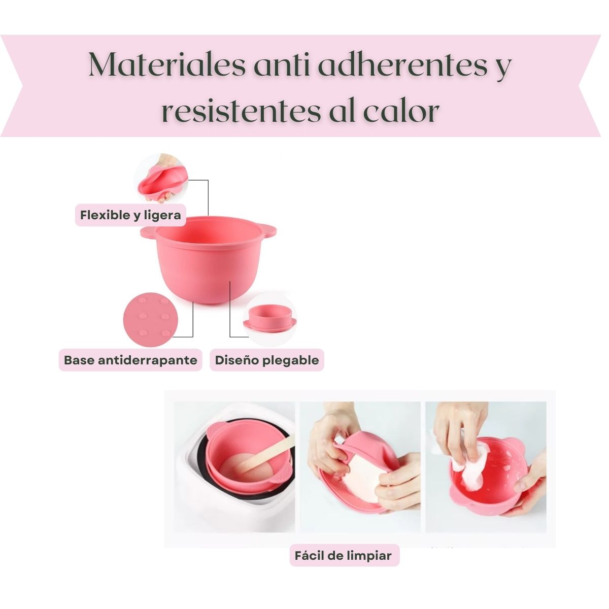 Kit antiadherente pala y bowl rosas